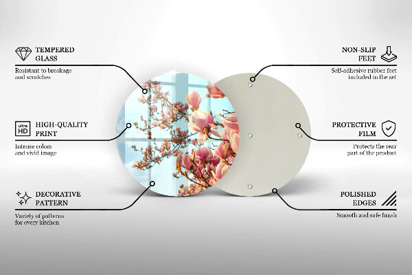 Tagliere in vetro Albero di fiori rosa