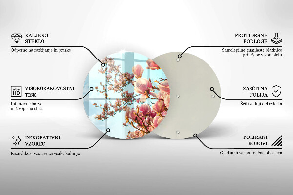 Tagliere in vetro Albero di fiori rosa