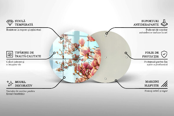 Tagliere in vetro Albero di fiori rosa