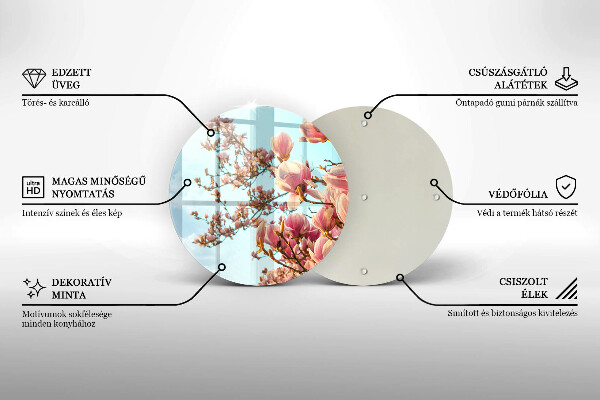 Tagliere in vetro Albero di fiori rosa