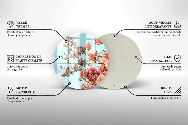 Tagliere in vetro Albero di fiori rosa