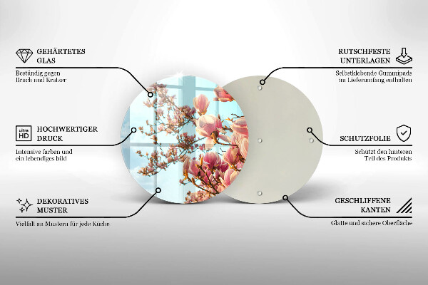 Tagliere in vetro Albero di fiori rosa