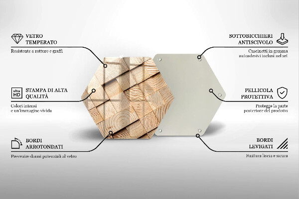 Tagliere in vetro Quadrati di legno