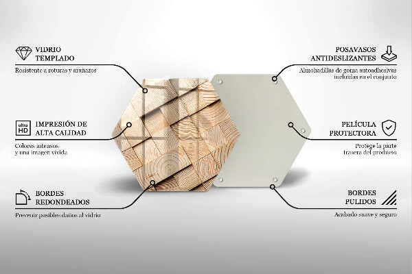 Tagliere in vetro Quadrati di legno