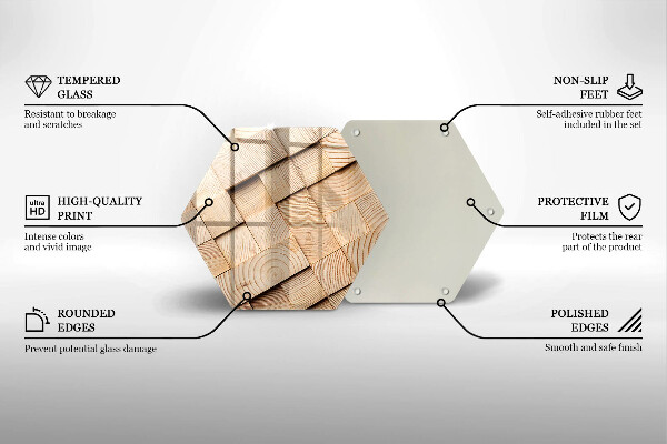 Tagliere in vetro Quadrati di legno