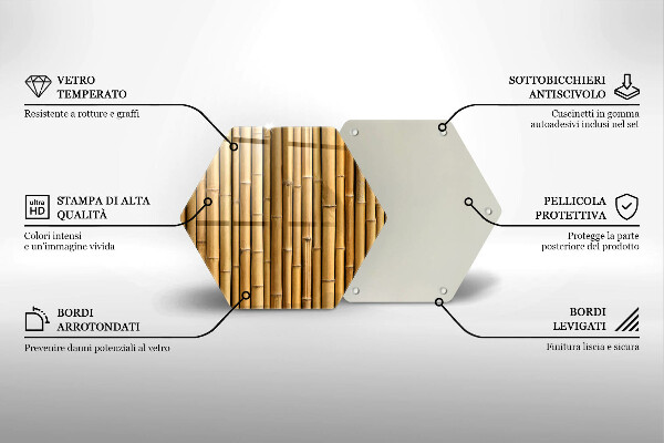 Tagliere in vetro Bambù boho naturale