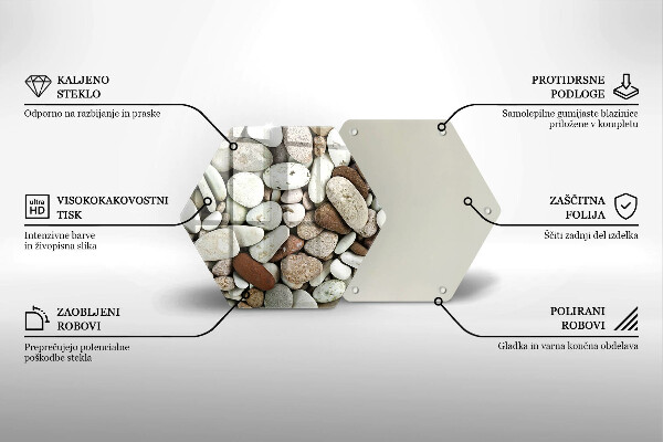 Tagliere in vetro Sfondo di piccole pietre