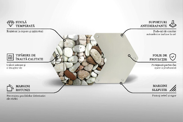 Tagliere in vetro Sfondo di piccole pietre