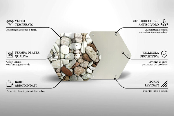 Tagliere in vetro Sfondo di piccole pietre