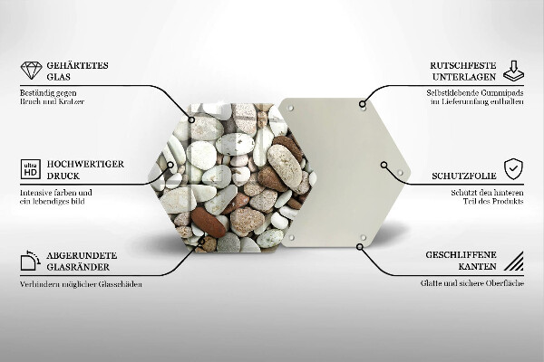 Tagliere in vetro Sfondo di piccole pietre