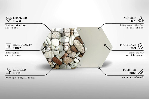 Tagliere in vetro Sfondo di piccole pietre