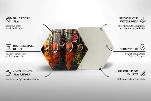 Tagliere in vetro Cucchiai con spezie