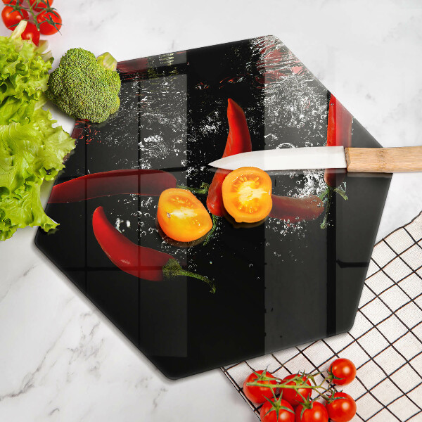 Tagliere in vetro Peperoncini in acqua