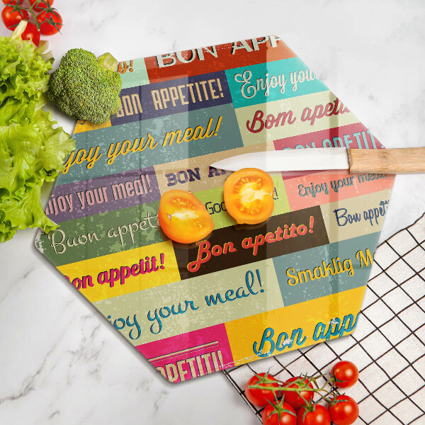 Tagliere in vetro Sottotitoli Buon appetito lingue