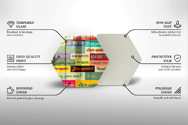 Tagliere in vetro Sottotitoli Buon appetito lingue