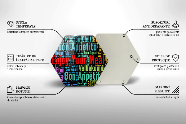 Tagliere in vetro Sottotitoli Buon appetito lingue