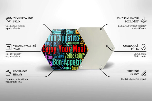 Tagliere in vetro Sottotitoli Buon appetito lingue