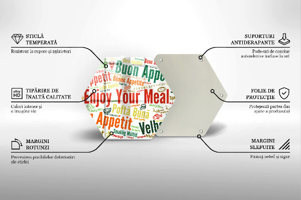 Tagliere in vetro Sottotitoli Buon appetito lingue