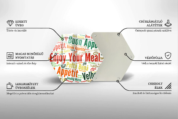 Tagliere in vetro Sottotitoli Buon appetito lingue