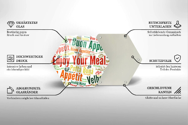 Tagliere in vetro Sottotitoli Buon appetito lingue