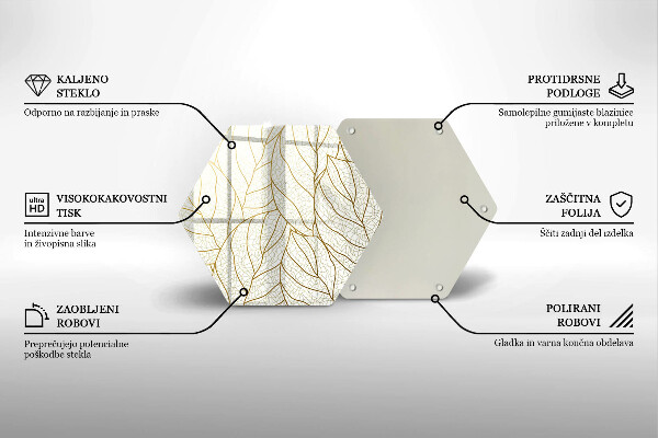 Tagliere in vetro Modello di foglie line-art