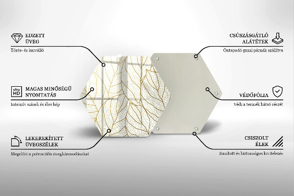 Tagliere in vetro Modello di foglie line-art
