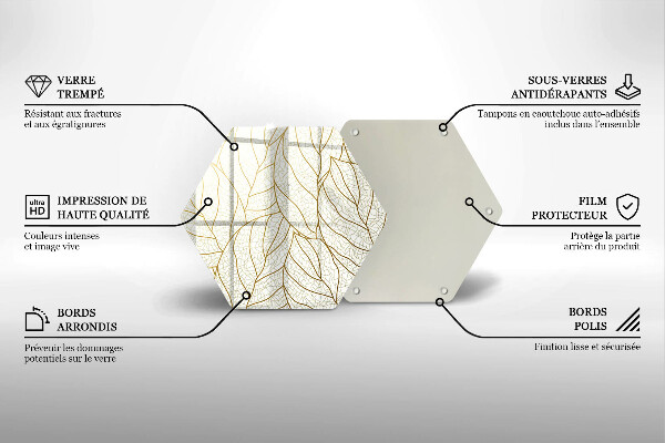 Tagliere in vetro Modello di foglie line-art