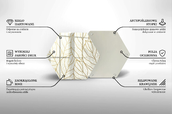 Tagliere in vetro Modello di foglie line-art