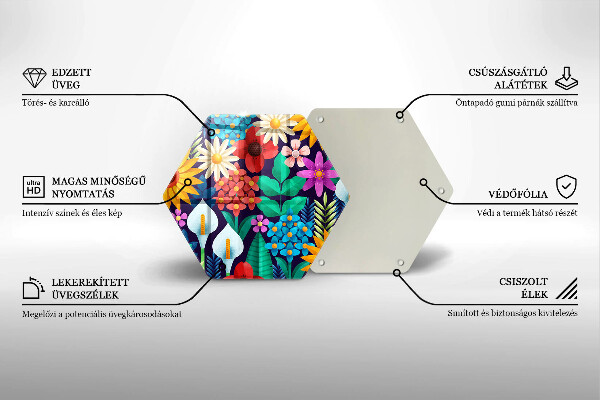 Tagliere in vetro Illustrazione del prato dei fiori