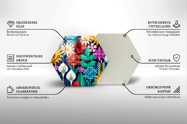 Tagliere in vetro Illustrazione del prato dei fiori