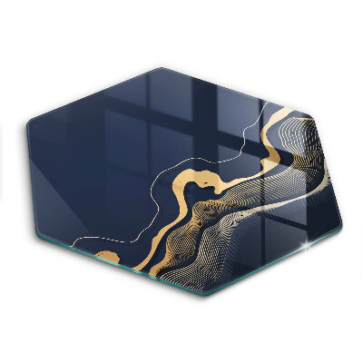 Tagliere in vetro Linee dorate astratte