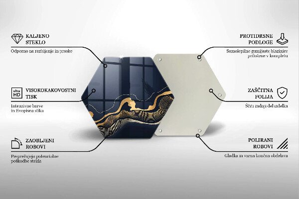 Tagliere in vetro Linee dorate astratte