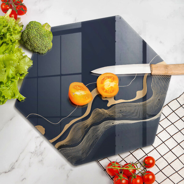 Tagliere in vetro Linee dorate astratte