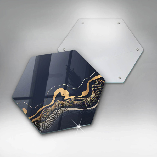 Tagliere in vetro Linee dorate astratte