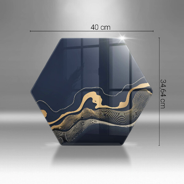 Tagliere in vetro Linee dorate astratte