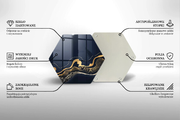 Tagliere in vetro Linee dorate astratte
