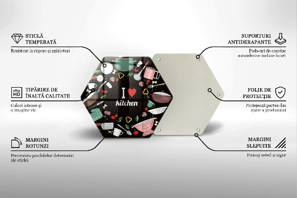 Tagliere in vetro Illustrazione Amo la cucina