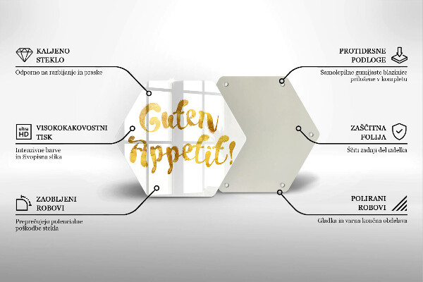 Tagliere in vetro L'iscrizione Guten Appetit!