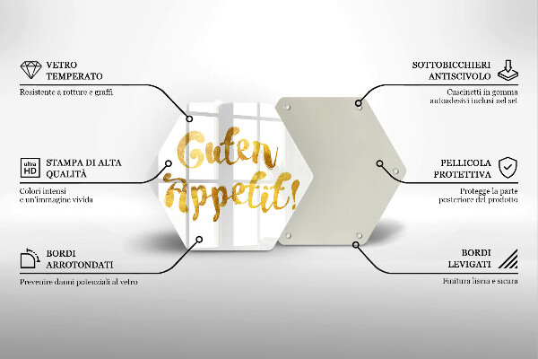 Tagliere in vetro L'iscrizione Guten Appetit!