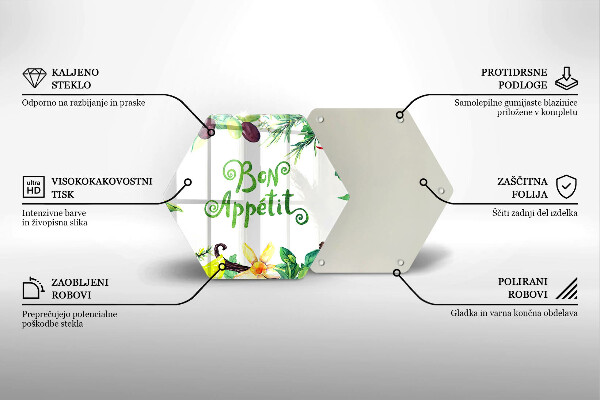 Tagliere in vetro Iscrizione Bon Appetit