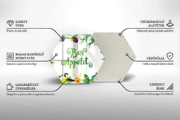 Tagliere in vetro Iscrizione Bon Appetit