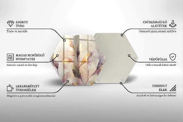 Tagliere in vetro Foglie boho dipinte