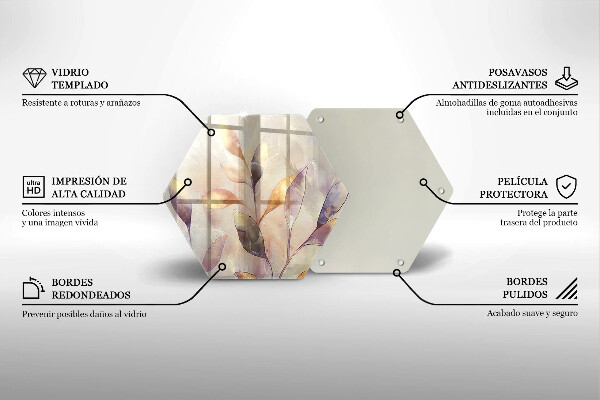 Tagliere in vetro Foglie boho dipinte