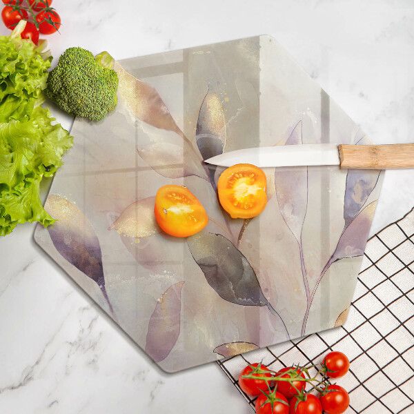 Tagliere in vetro Foglie boho dipinte