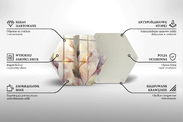 Tagliere in vetro Foglie boho dipinte