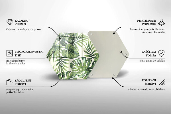 Tagliere in vetro Monstera lascia l'illustrazione