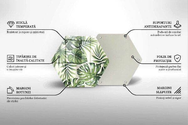 Tagliere in vetro Monstera lascia l'illustrazione