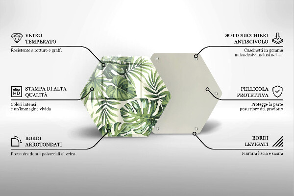 Tagliere in vetro Monstera lascia l'illustrazione
