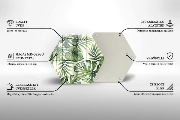 Tagliere in vetro Monstera lascia l'illustrazione