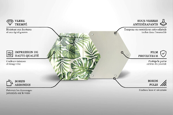 Tagliere in vetro Monstera lascia l'illustrazione
